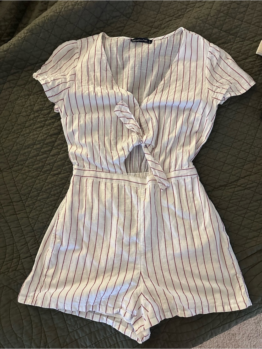Abercrombie & Fitch White Top with Red Vertical Stripes